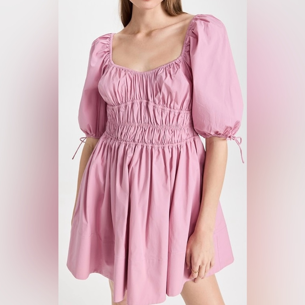 Staud Faye Puff Sleeve Midi Dres, Size M, Prestine condition